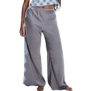 NWT! Savage X Fenty Lounge Pants‎ M Gray Lace Trim Wide Leg Elastic Waist Soft